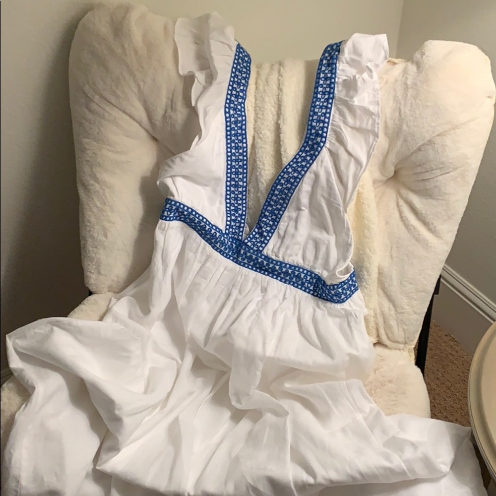 JCREW Ruffle Deep V-neck Beach dress